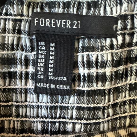 Forever 21 Black White Check Jumpsuit Size Medium Sleeveless Bow - Picture 3 of 8